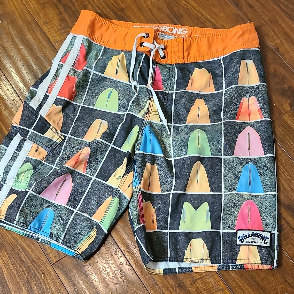 Billabong Colorful Surfboard Pattern Board Shorts